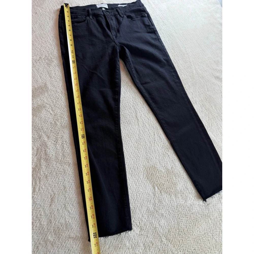 Frame Denim Le Skinny Raw Hem Jeans Film Noir Black LSJRS403 Size 32 - Picture 7 of 15